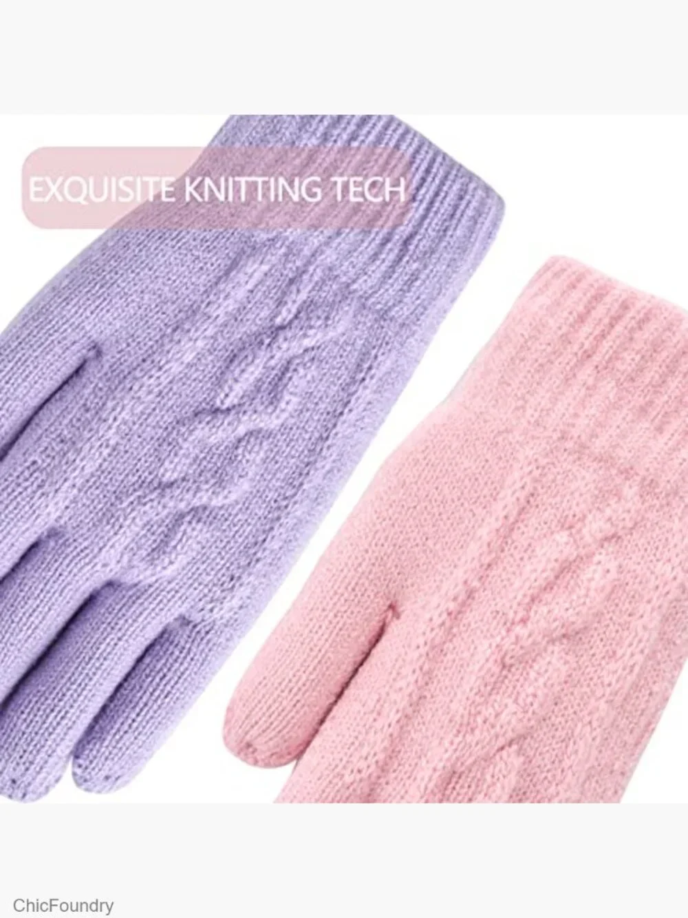 Kids Winter Knit Gloves 2 Pack - Warm Thermal Fleece Lined Mittens